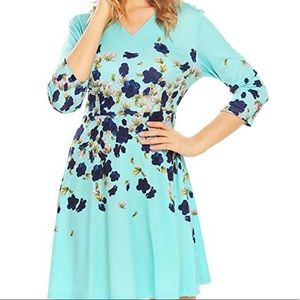 NWT Women’s 3/4 Sleeve Floral Print Dress Sz L